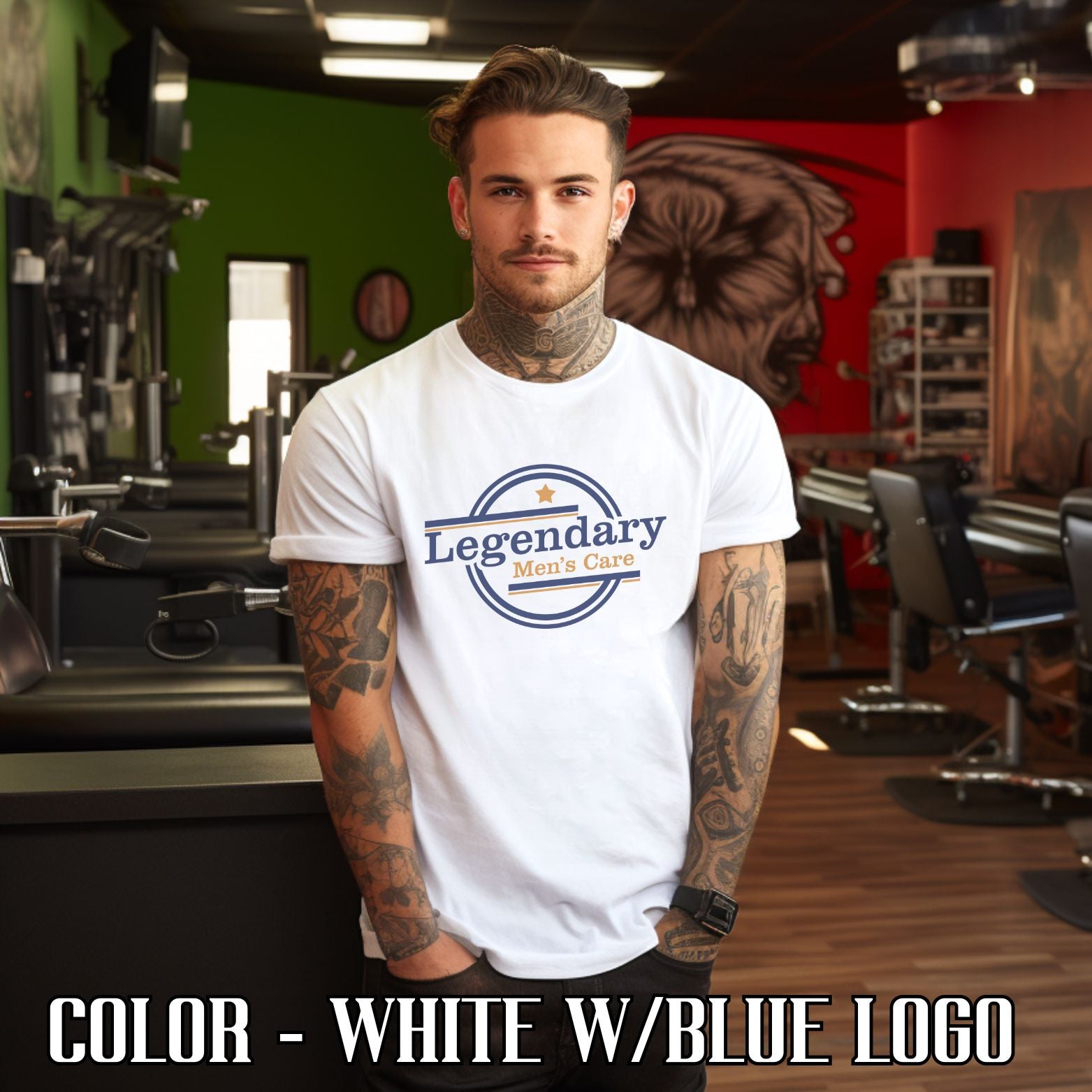 Legendary Men's Care T-shirt white with blue logo