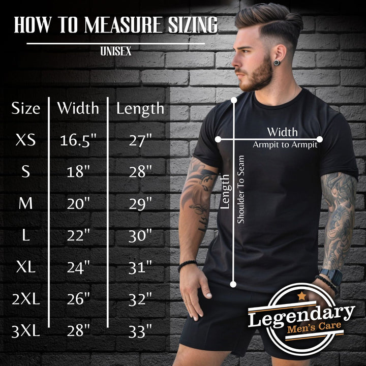 Legendary t-shirt sizing chart